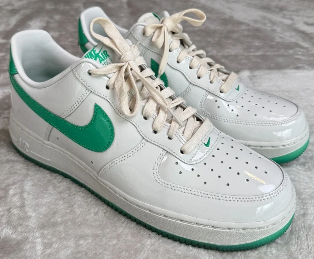 Nike Air Force 1 07 Premium Platinum Tint Stadium Green Sneakers Mens 8.5